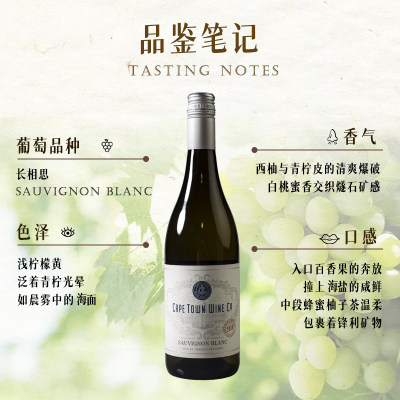 开普敦长相思干白葡萄酒750ml南非原瓶进口原装进口甜白小酌聚会露营